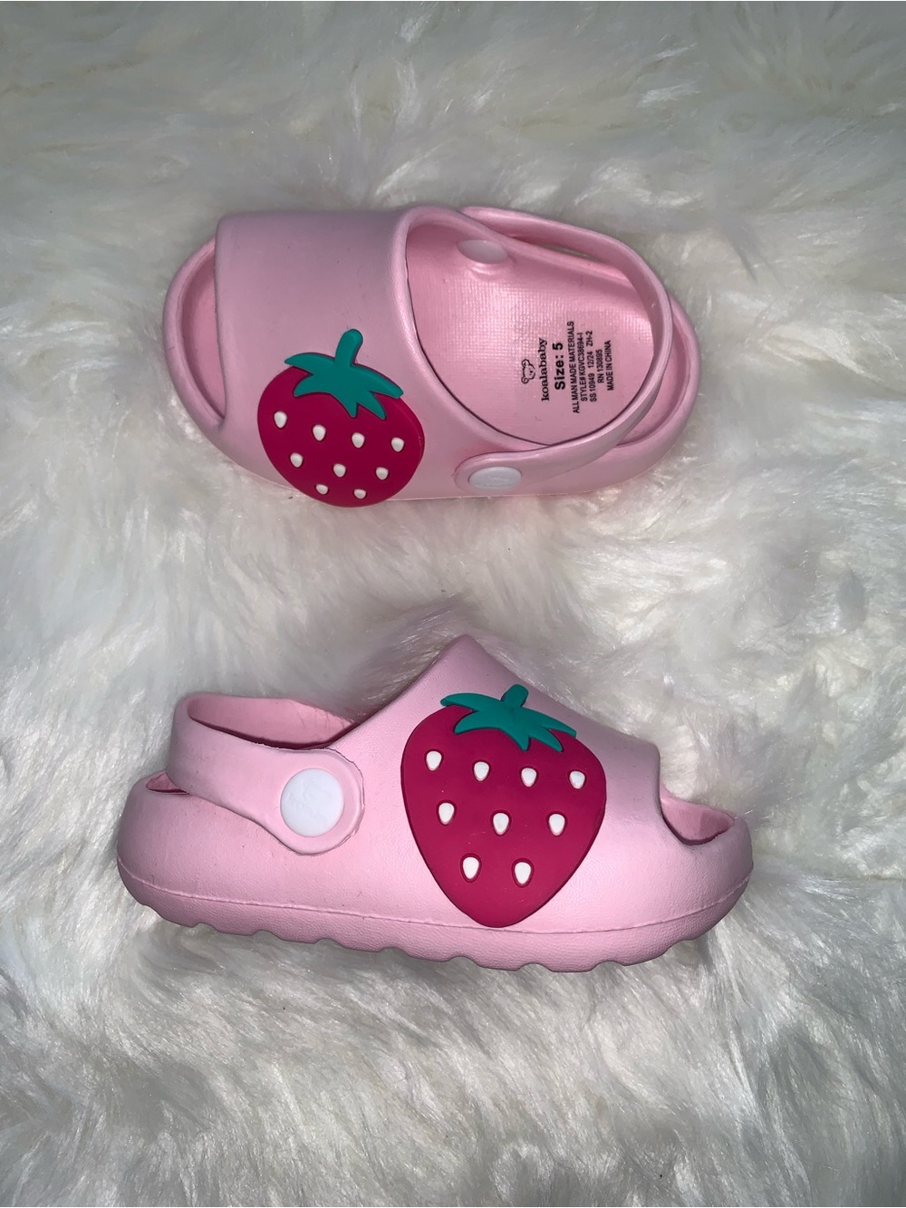 KoalaBaby Kids Strawberry Clog Sandals - Comfortable Slip-On - Size 5